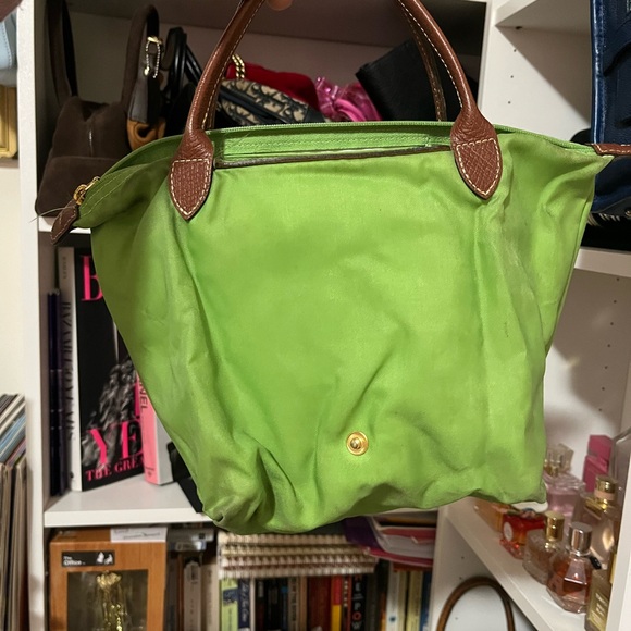 Long champ le pilage Green Tote Bag with Brown Accents - Picture 6 of 7
